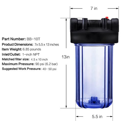 whole house water filter metal housing|4x10 inch filter cartridge housing.